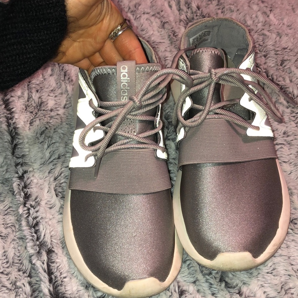 size 5 1/2 reflective silver adidas shoes.